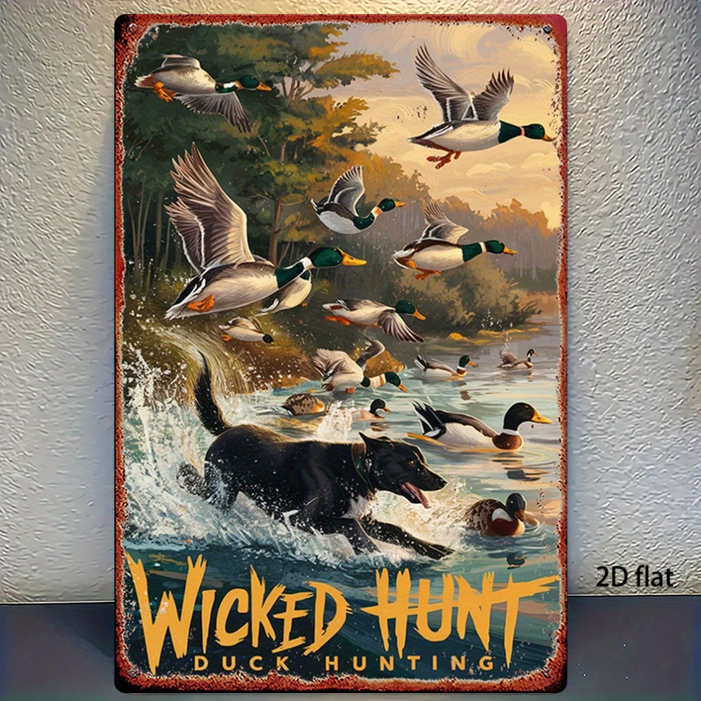 Wildman Hunting & Outdoor Polokwane - 2D Flache Vintage-Jagd-Enten-Metall-Wandkunst – Wildenten- &