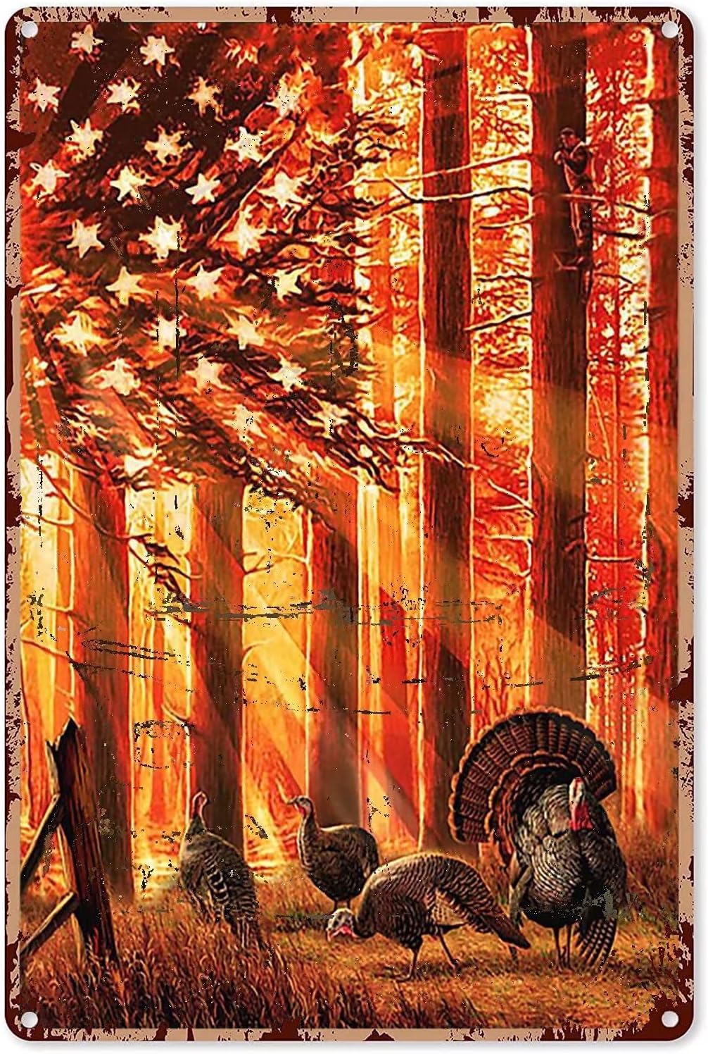 Outdoor Hunting Paintings - Metall-Blechschild mit Jagdmotiv, „Beute im Wald“,