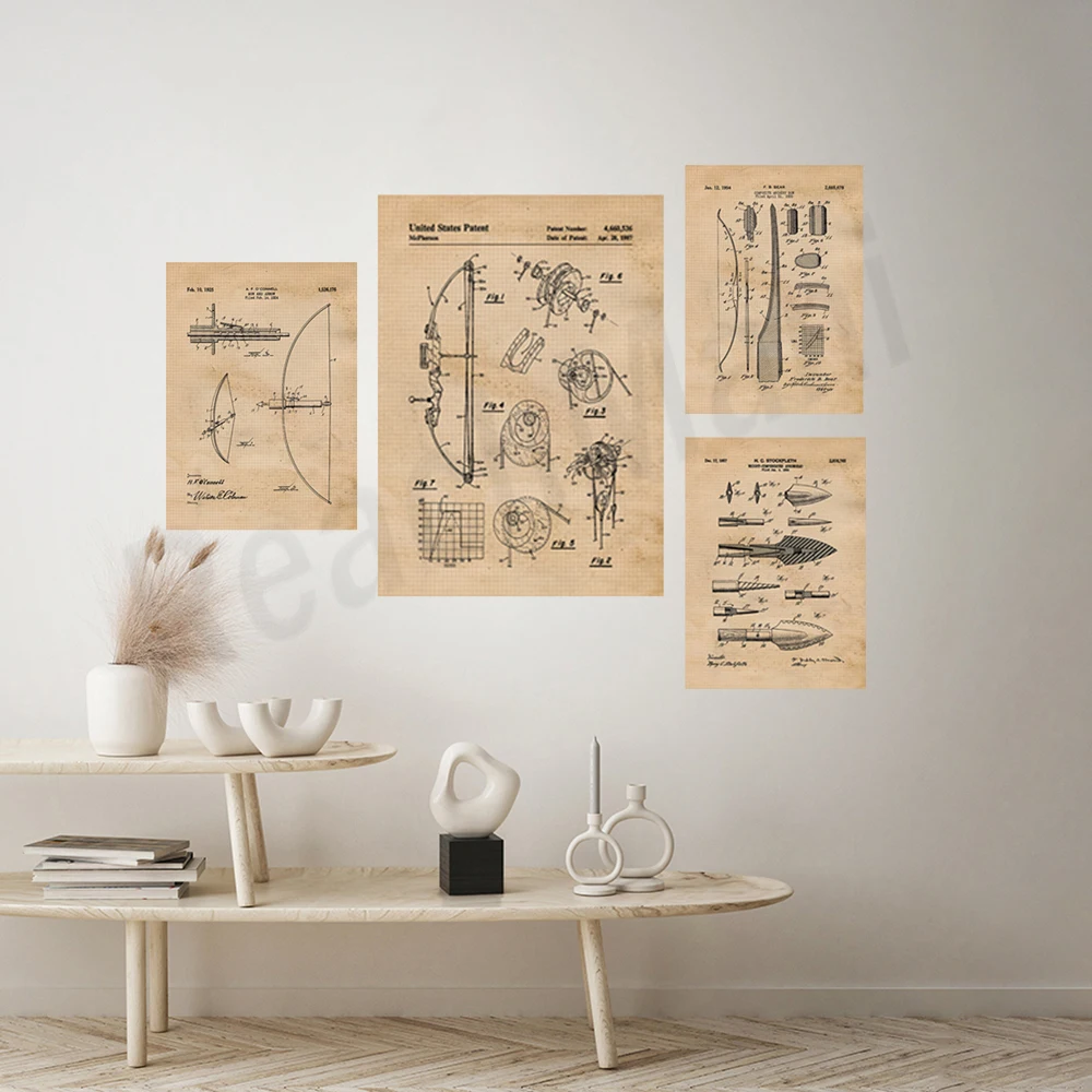 Vintage Pfeil und Bogen Patent – Outdoor Hunting Paintings Bewertung und Preis
