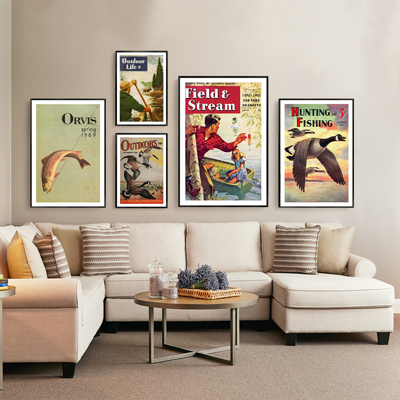 Vintage bunte Angeln Poster Ja – Outdoor Hunting Paintings Bewertung und Preis