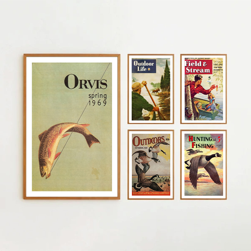 Vintage bunte Angeln Poster Ja – Outdoor Hunting Paintings Bewertung und Preis