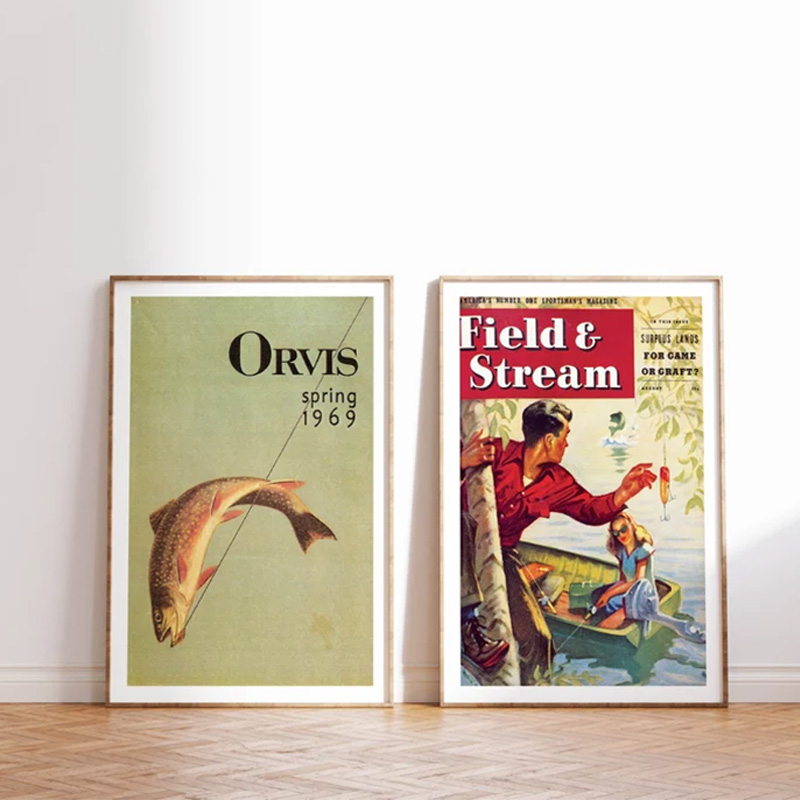 Vintage bunte Angeln Poster Ja – Outdoor Hunting Paintings Bewertung und Preis